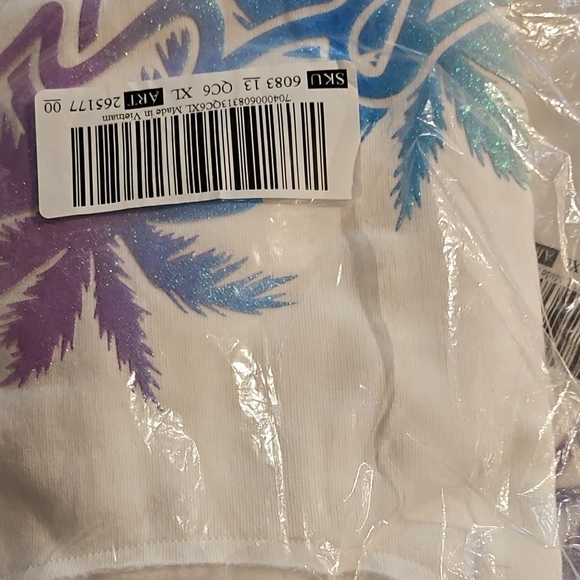 PINK Victoria's Secret Sweatshirt - White with Pastel Palm Design - Picture 7 of 7